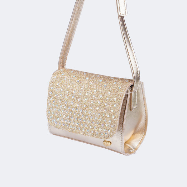 Bolsa Infantil Feminina Strass Dourada