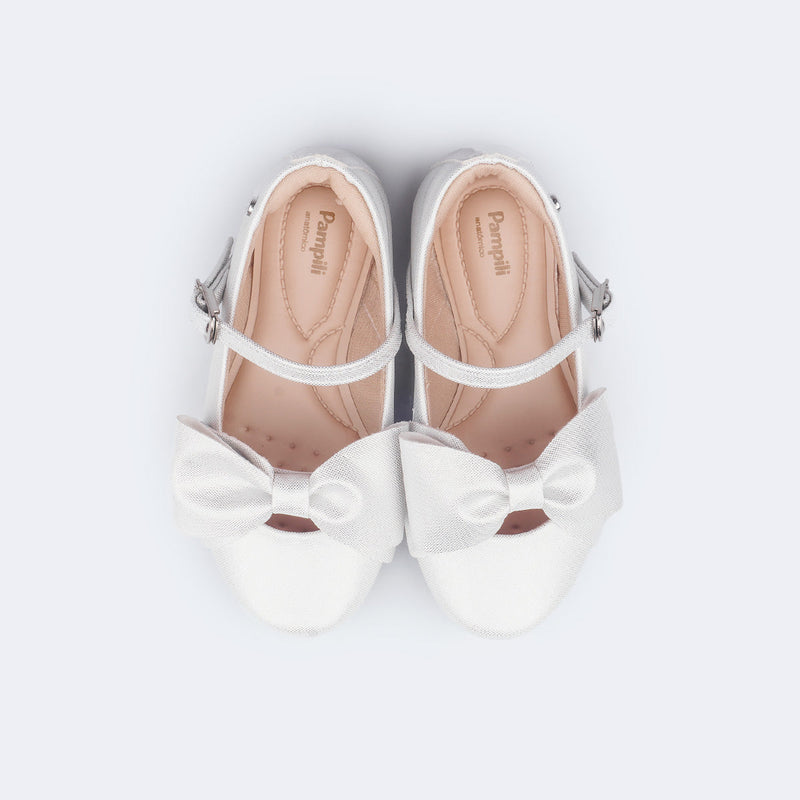 Sapato Infantil Pampili Angel Laço Boneca Prata