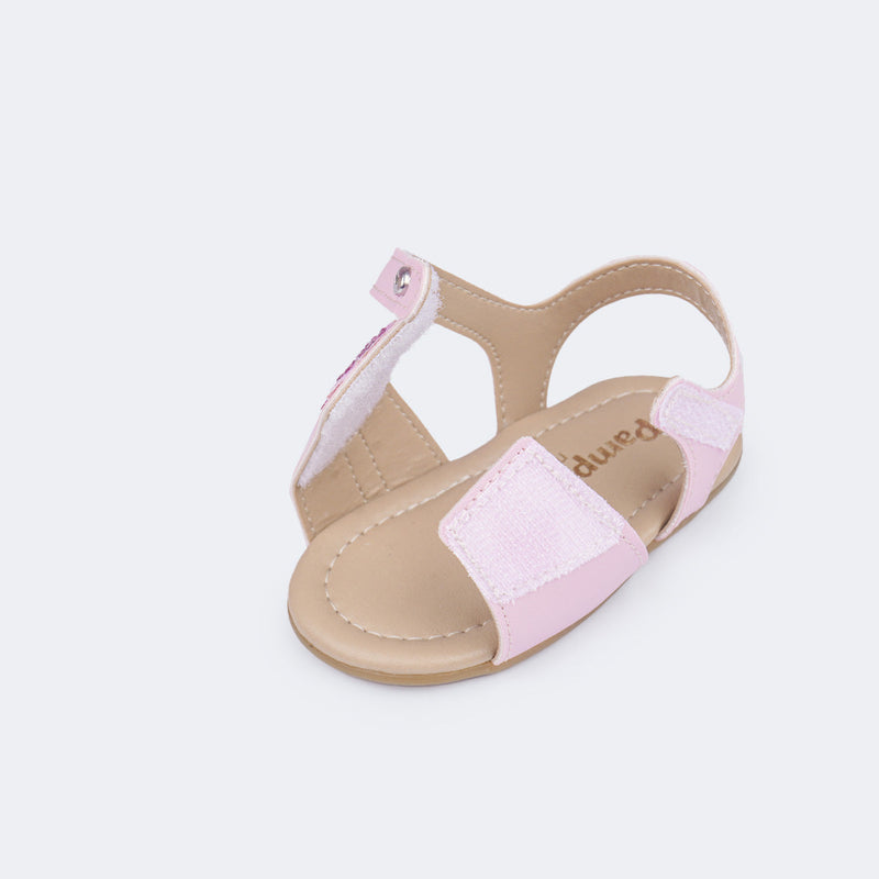 Sandália de Bebê Pampili Nana Três Corações Rosa