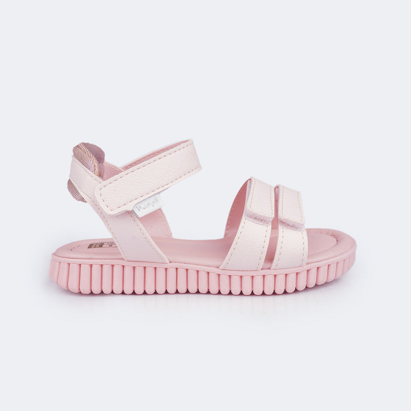 Sandália Infantil Feminina Candy Fecho Triplo Rosa Claro