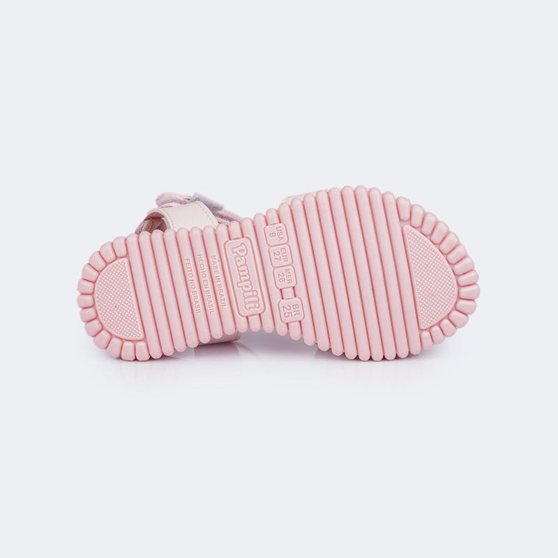 Sandália Infantil Feminina Candy Fecho Triplo Rosa Claro