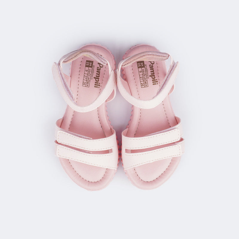 Sandália Infantil Feminina Candy Fecho Triplo Rosa Claro