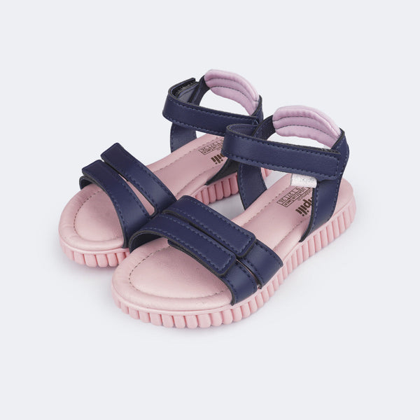 Sandália Infantil Feminina Candy Fecho Triplo Azul Marinho