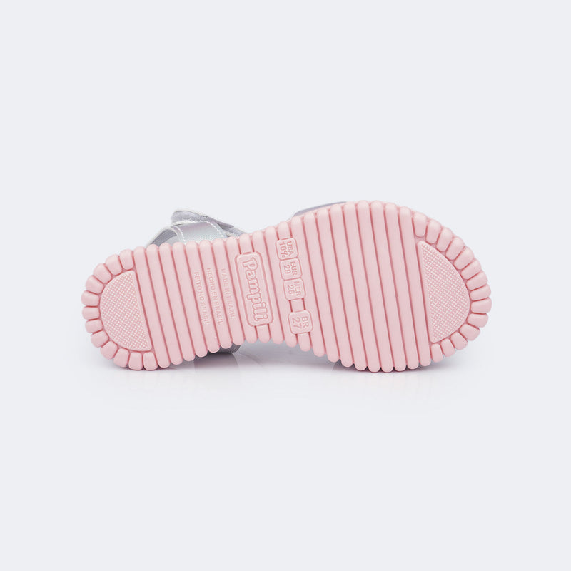 Sandália Infantil Feminina Candy com Paetê Prata