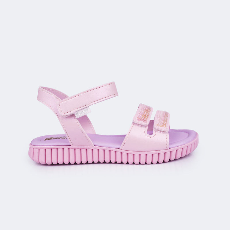 Sandália Infantil Feminina Candy com Paetê Rosa