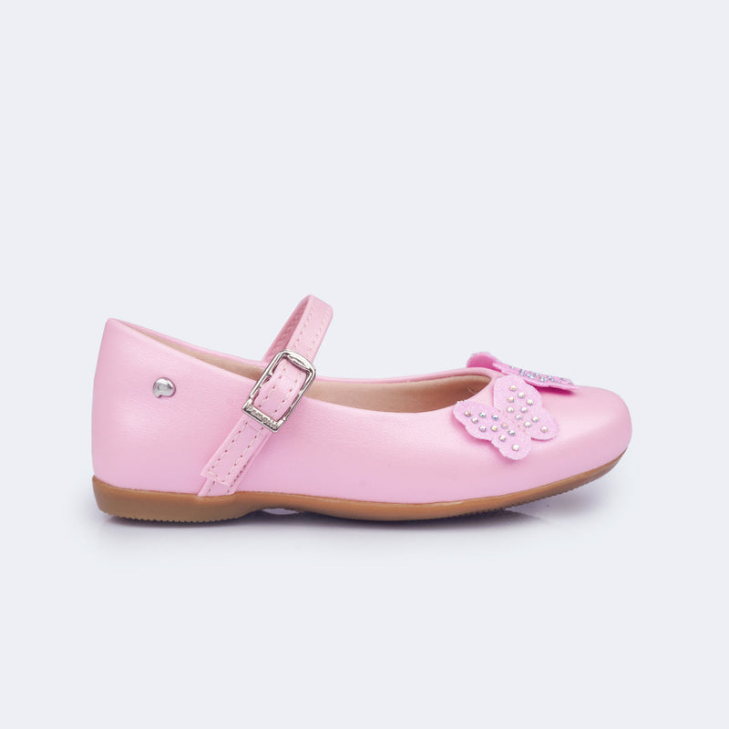 Sapatilha Infantil Pampili Bailarina Borboletas Rosa