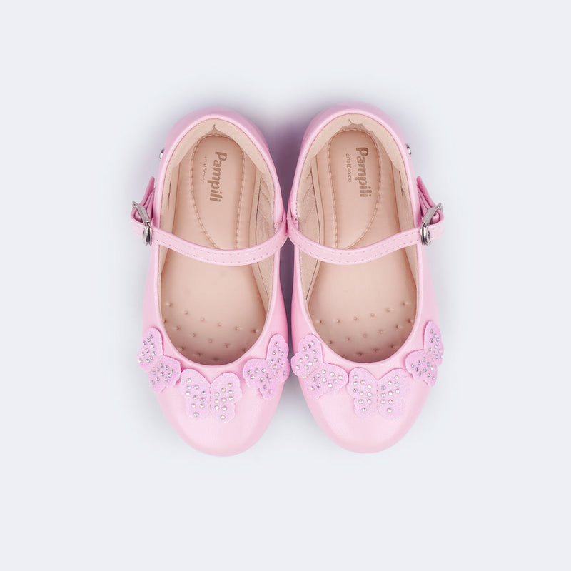 Sapatilha Infantil Pampili Bailarina Borboletas Rosa