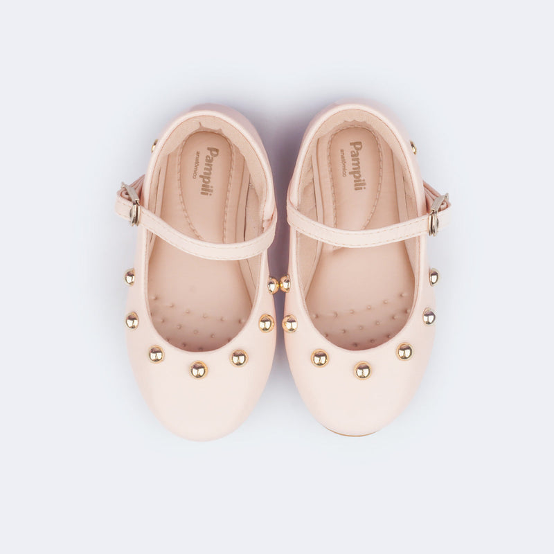 Sapato Infantil Pampili Bailarina Esferas Nude