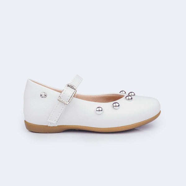 Sapato Infantil Pampili Bailarina Esferas Branco