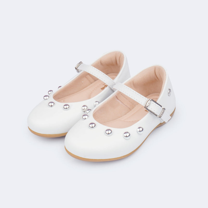 Sapato Infantil Pampili Bailarina Esferas Branco