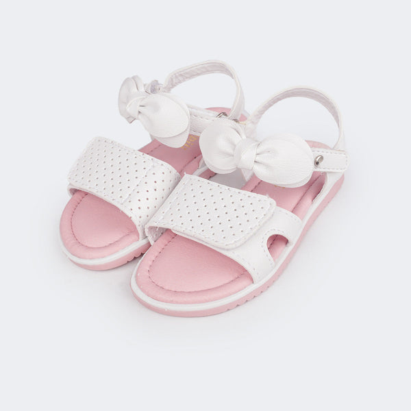 Sandália Infantil Pampili Slim Bombom Laço Branca
