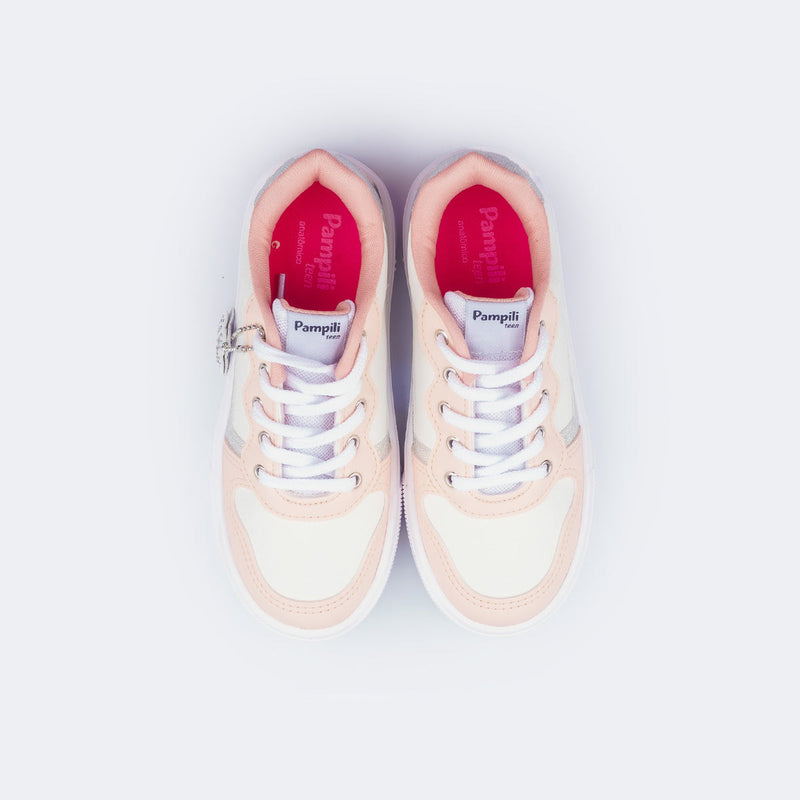 Tênis Infantil Feminino XT 25 com Chaveiro Branco Cream