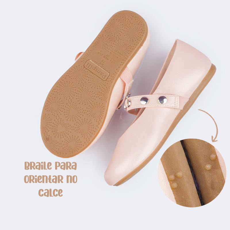 Sapatilha Infantil Pampili Vanilla Verniz Nude Cream