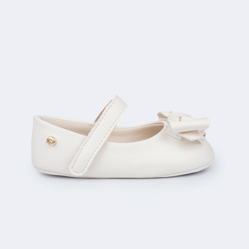 Sapato de Bebê Nina Laço Branco - Vem Com Faixa de Cabelo!