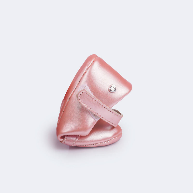 Sapato de Bebê Pampili Nina Coração Perolada Rosa
