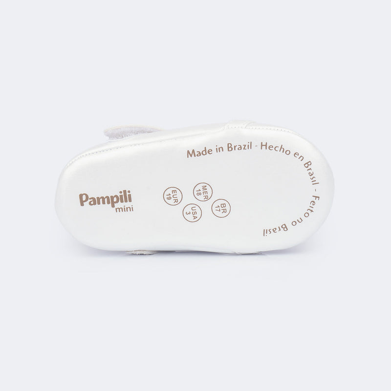 Sapato de Bebê Pampili Nina Coração Perolada Branco