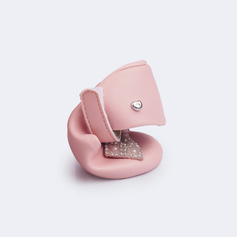 Sapato de Bebê Pampili Nina Laço com Brilho Rosa