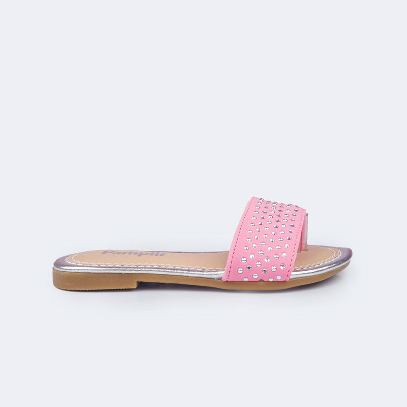 Sandália Rasteira Infantil Pampili Cherrie Slide Rosa