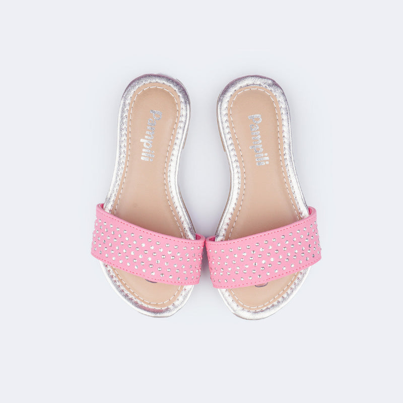 Sandália Rasteira Infantil Pampili Cherrie Slide Rosa