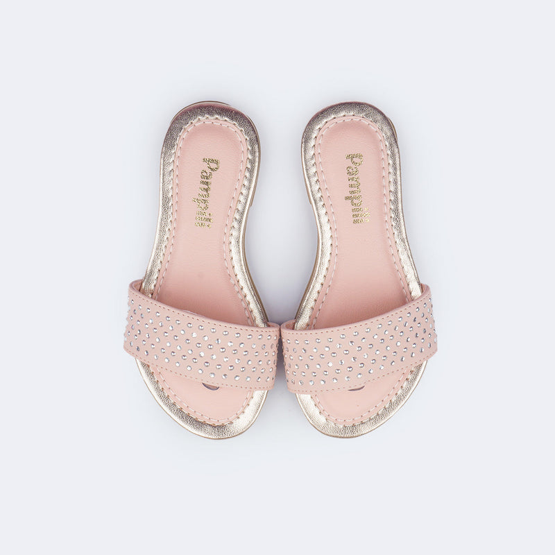 Sandália Rasteira Infantil Pampili Cherrie Slide Rosa Claro