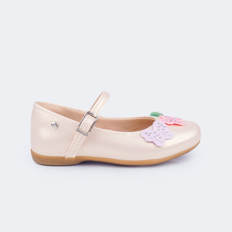 Sapatilha Infantil Pampili Bailarina Borboletas Nude
