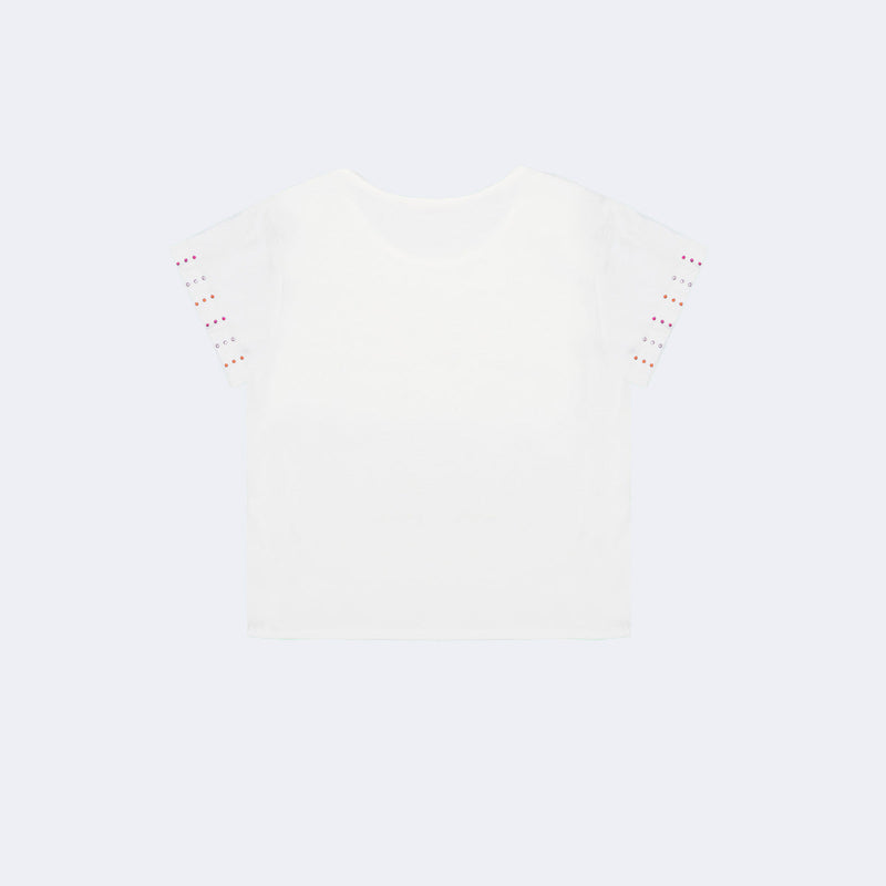 Camiseta Infantil Feminina Artsy Off White e Rosa