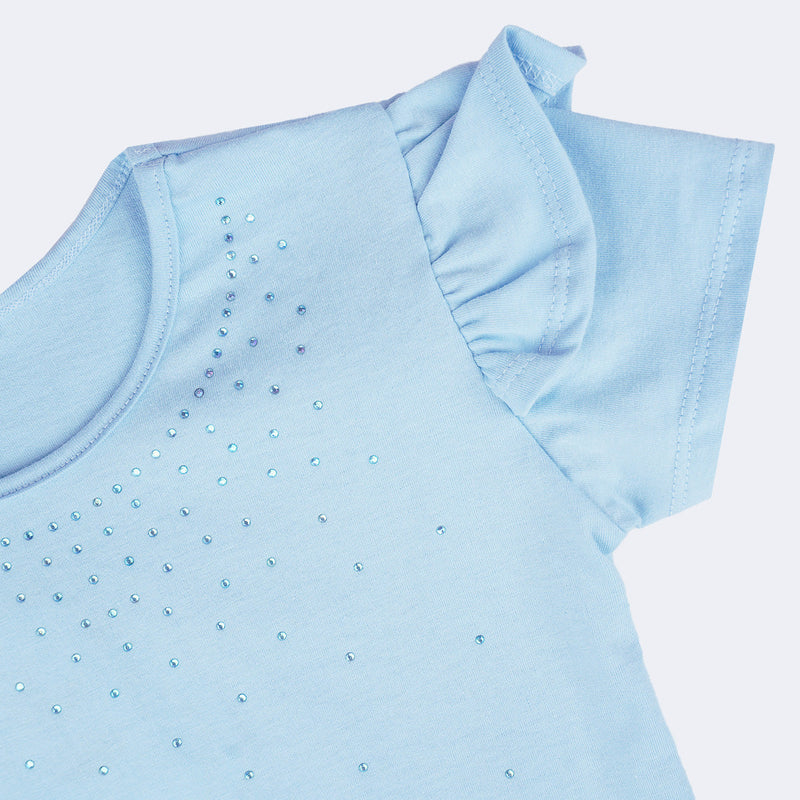 Camiseta Infantil Pampili com Strass Azul Claro