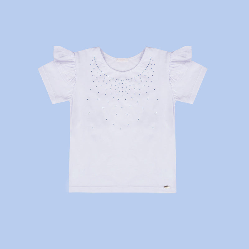 Camiseta Infantil Pampili com Strass Branca