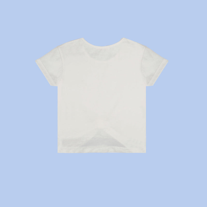 Camiseta Infantil Pampili com Laço Frontal Off White
