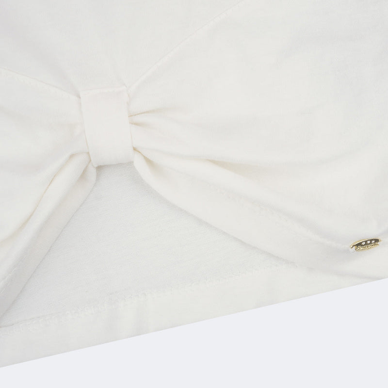 Camiseta Infantil Pampili com Laço Frontal Off White