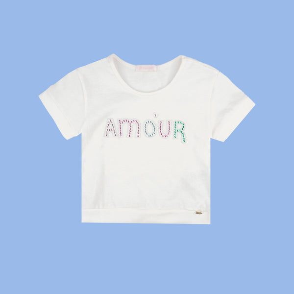 Camiseta Infantil Pampili Amour Off White