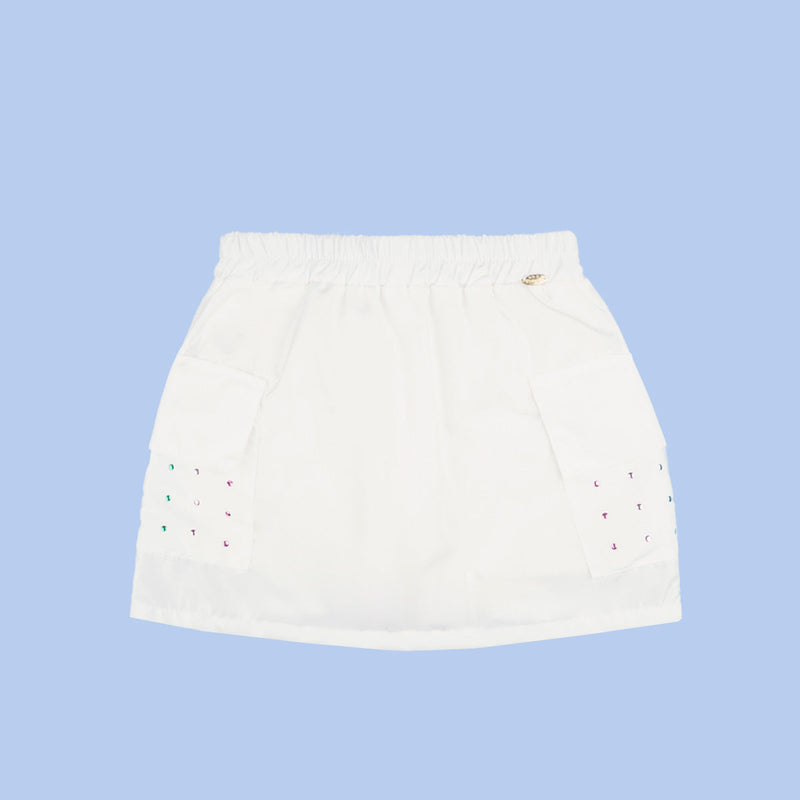 Saia Infantil Pampili Cargo com Hotfix Colorido Off White