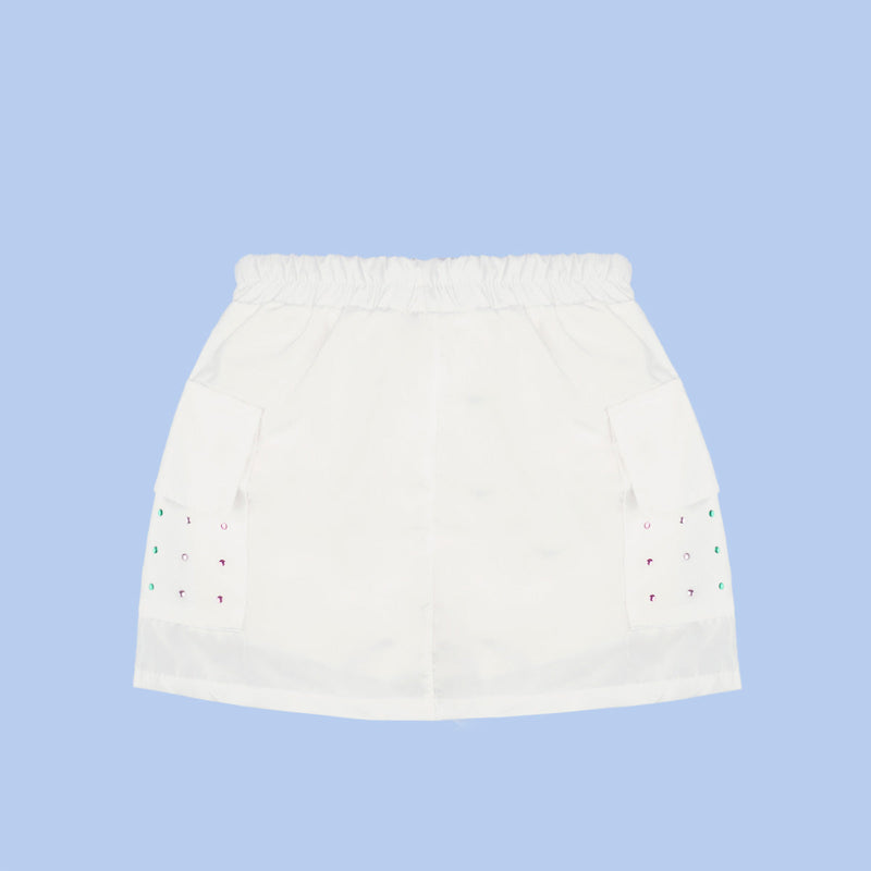 Saia Infantil Pampili Cargo com Hotfix Colorido Off White