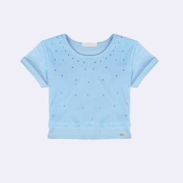 Camiseta Infantil Pampili com Sobreposição Azul