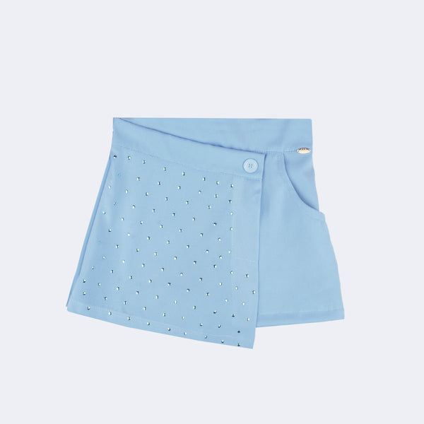 Short Saia Infantil Pampili Alfaiataria Azul Claro