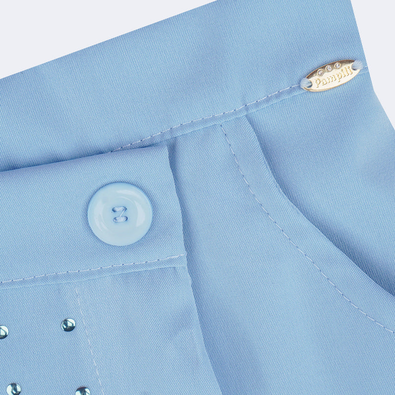 Short Saia Infantil Pampili Alfaiataria Azul Claro