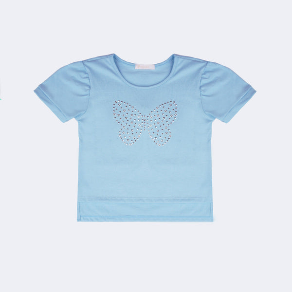 Camiseta Infantil Pampili com Borboleta Azul Claro