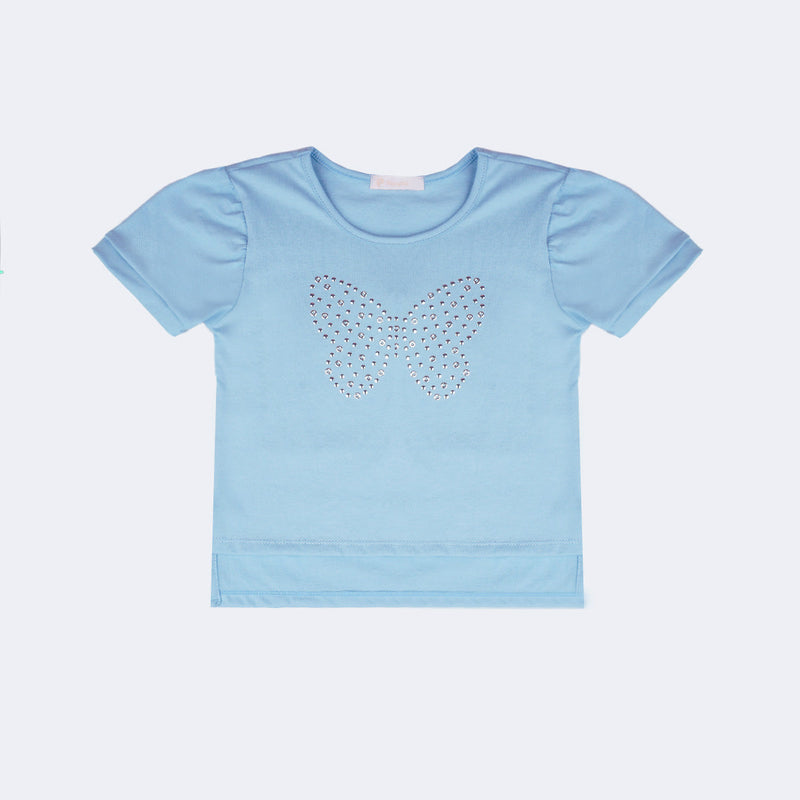 Camiseta Infantil Pampili com Borboleta Azul Claro