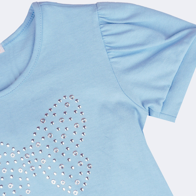 Camiseta Infantil Pampili com Borboleta Azul Claro
