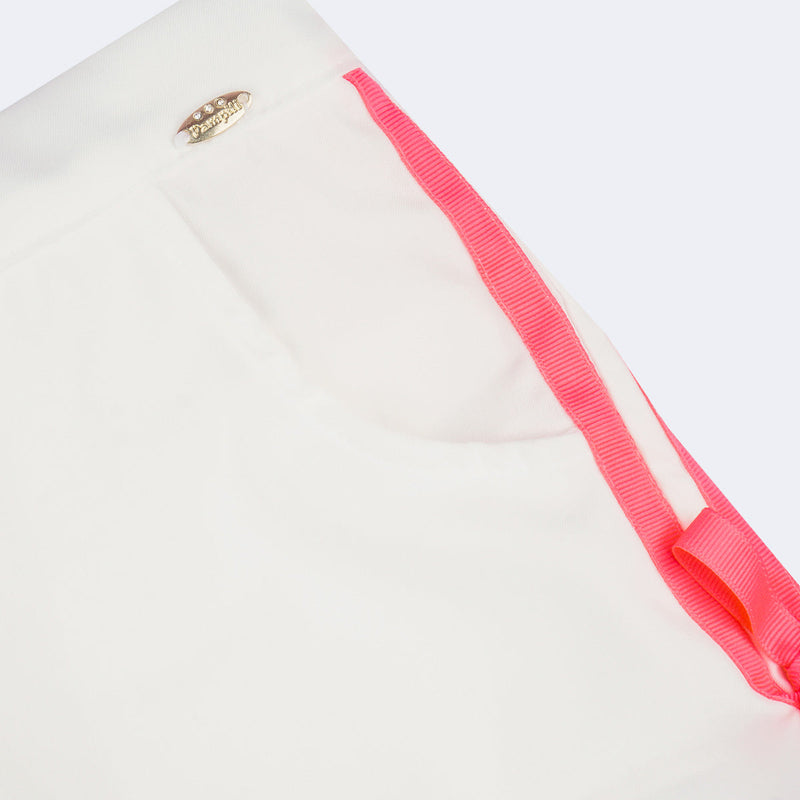 Short Infantil Pampili com Fita Rosa Neon Off White