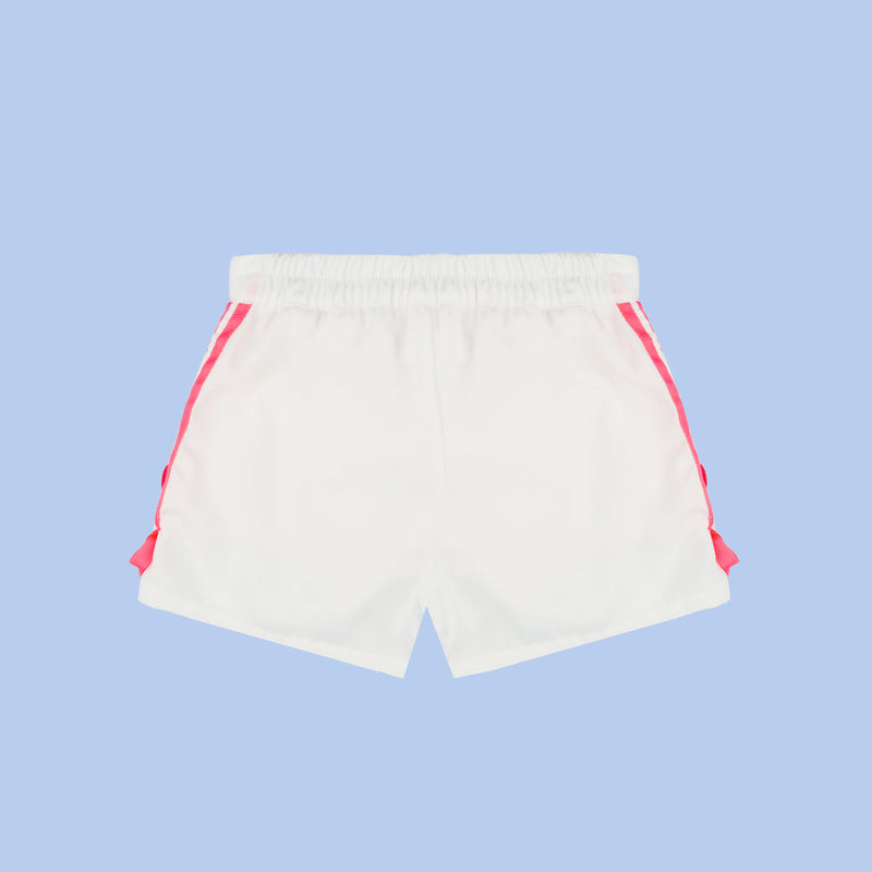 Short Infantil Pampili com Fita Rosa Neon Off White