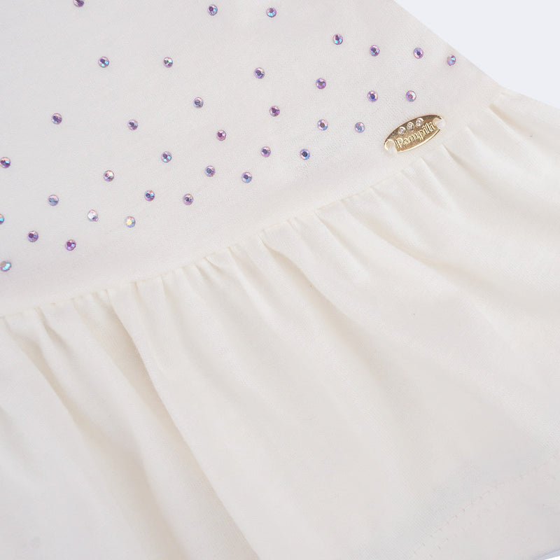 Camiseta Infantil Pampili com Babado Assimétrico Off White