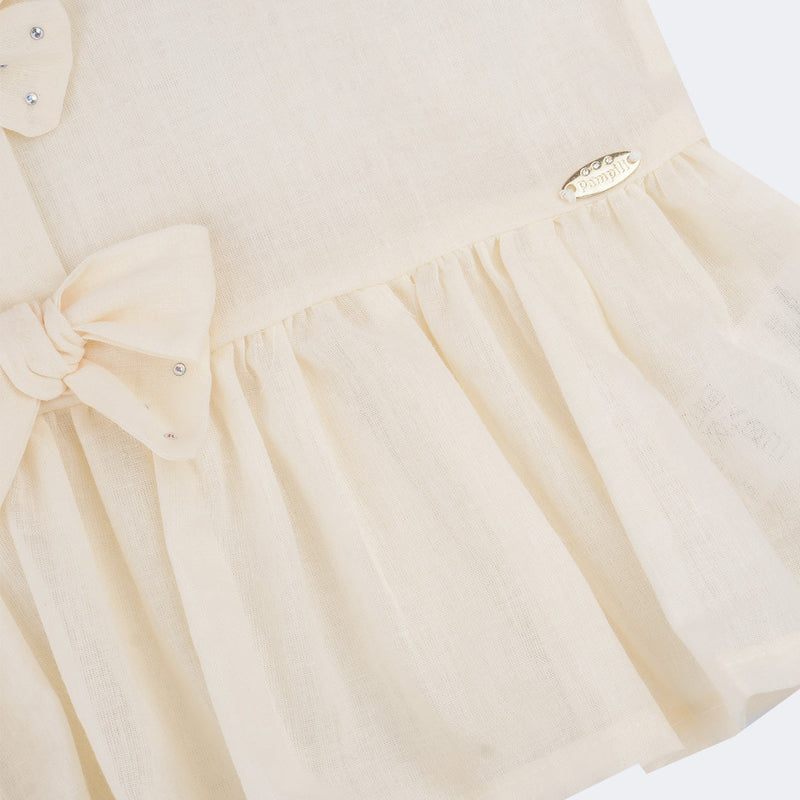 Blusa Infantil Pampili com Laços e Babados Pêssego