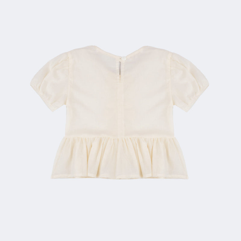 Blusa Infantil Pampili com Laços e Babados Pêssego