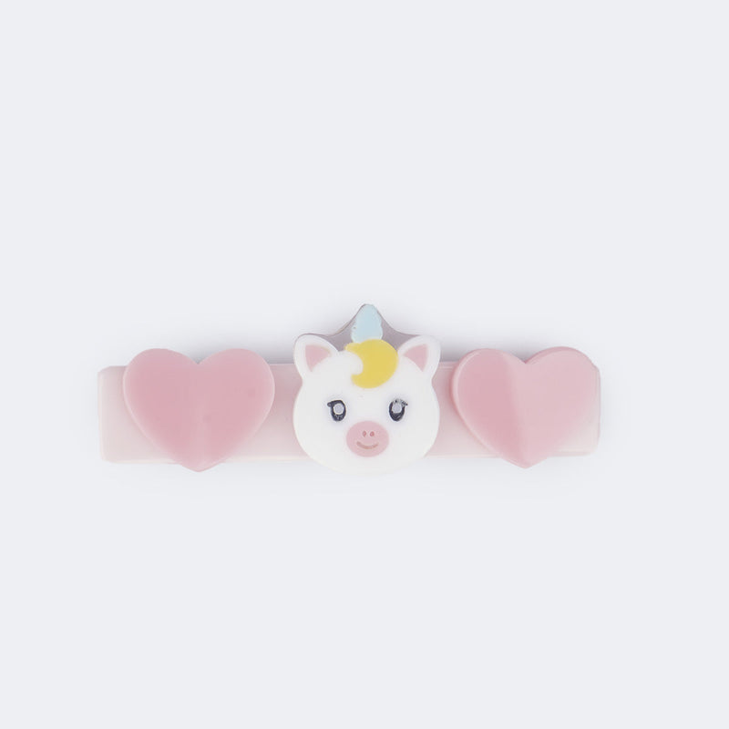 Presilha de Cabelo Infantil Unicórnio Rosa Claro