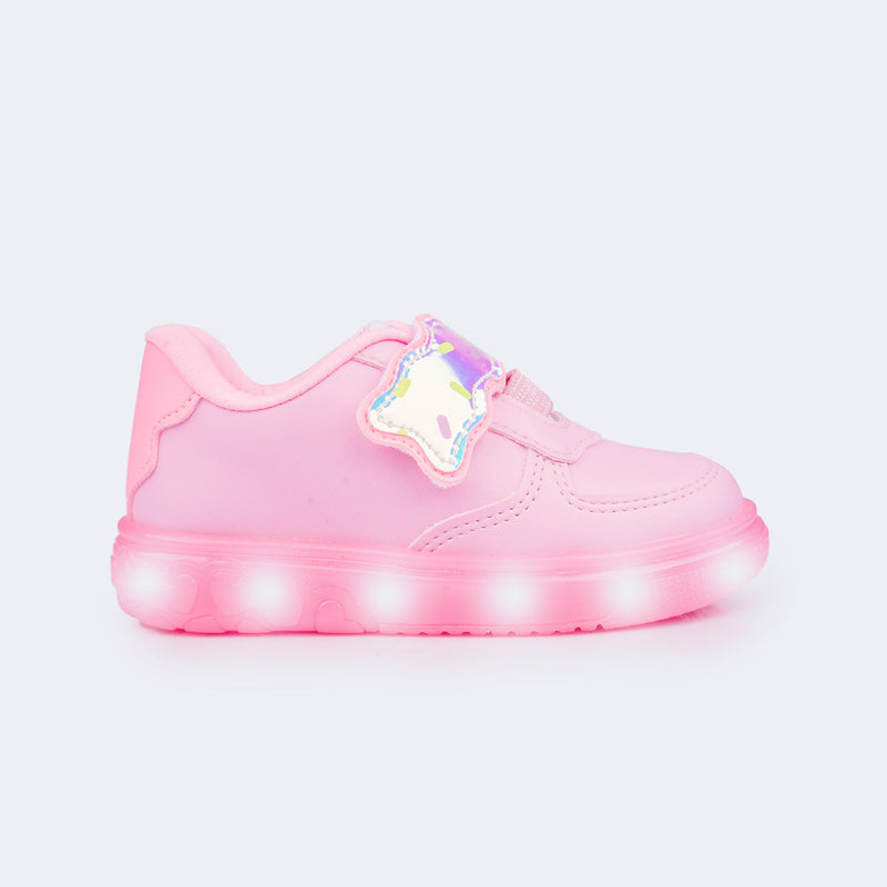 Tênis de Led Infantil Pampili XP 24 Docinho Rosa