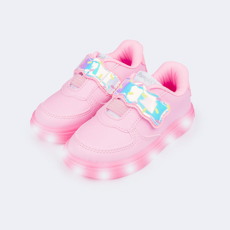 Tênis de Led Infantil Pampili XP 24 Docinho Rosa