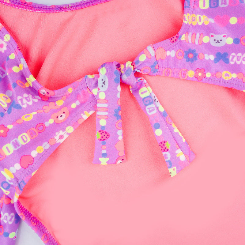 Maiô Infantil Pampili Manga Longa Candy Lilás