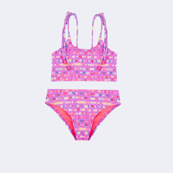Conjunto Biquini Infantil Pampili Amarrações Candy Lilás