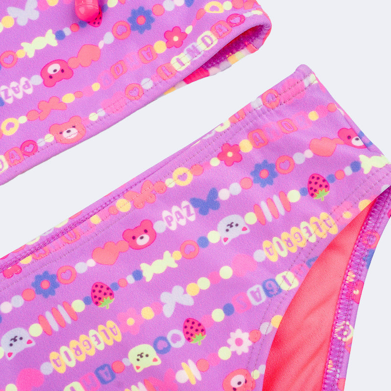 Conjunto Biquini Infantil Pampili Amarrações Candy Lilás